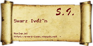 Svarz Iván névjegykártya